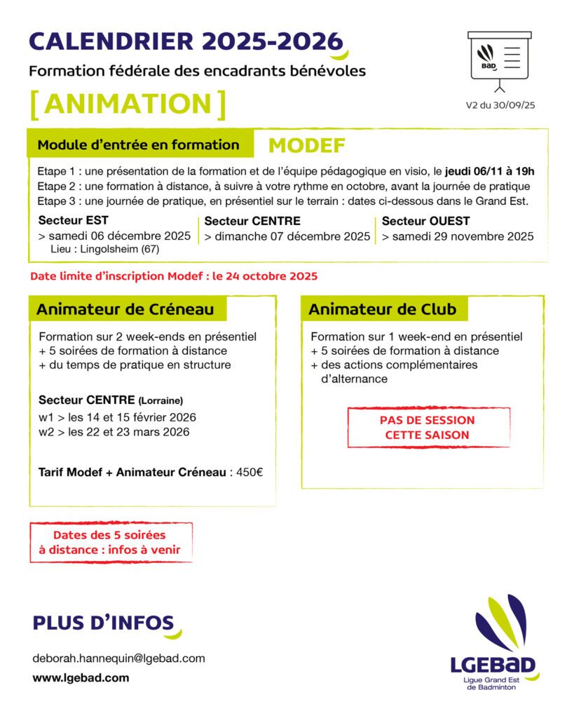 Calendrier animateur de créneau